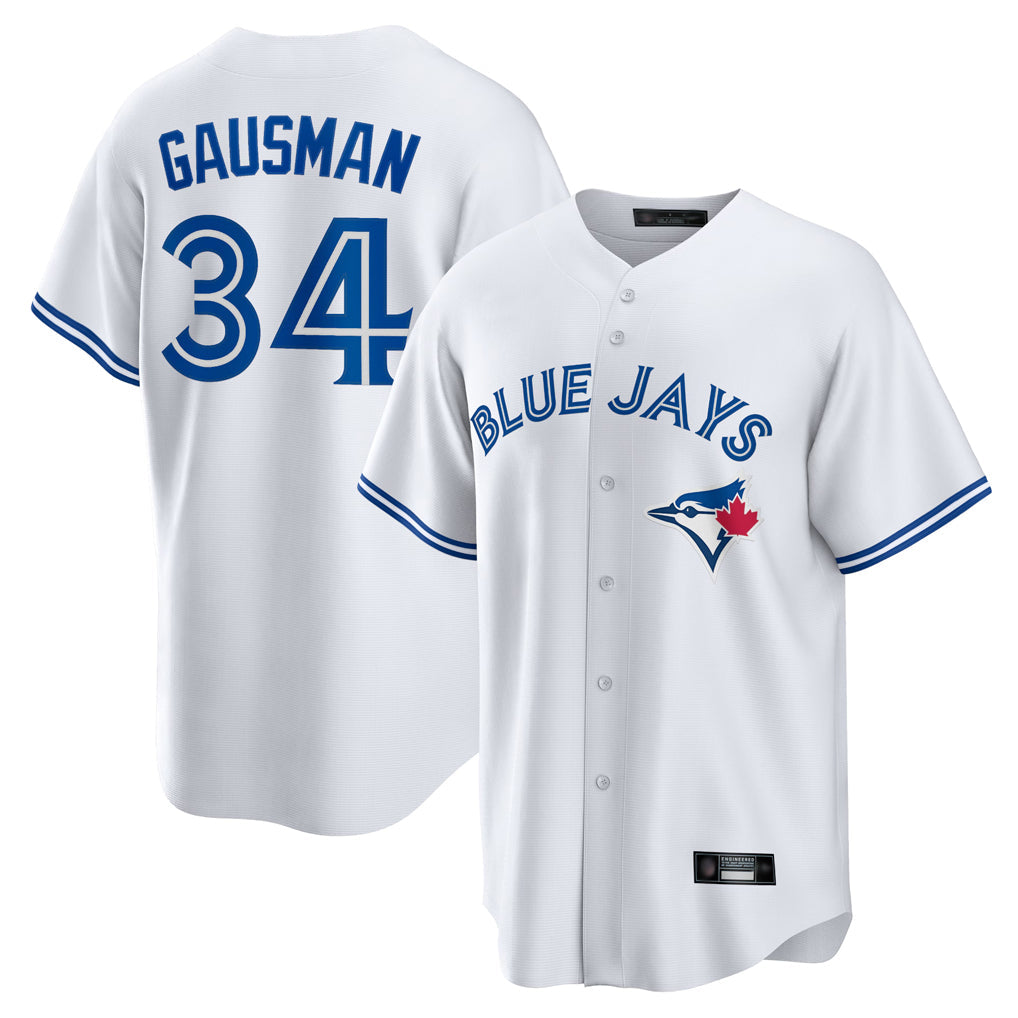 Jamed T.Blue Jays #34 Kevin Gausman Player White Home Game Stitched Jerseys