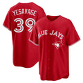 Jamed T.Blue Jays #39 Trey Yesavage Player Red Home Game Stitched Jerseys