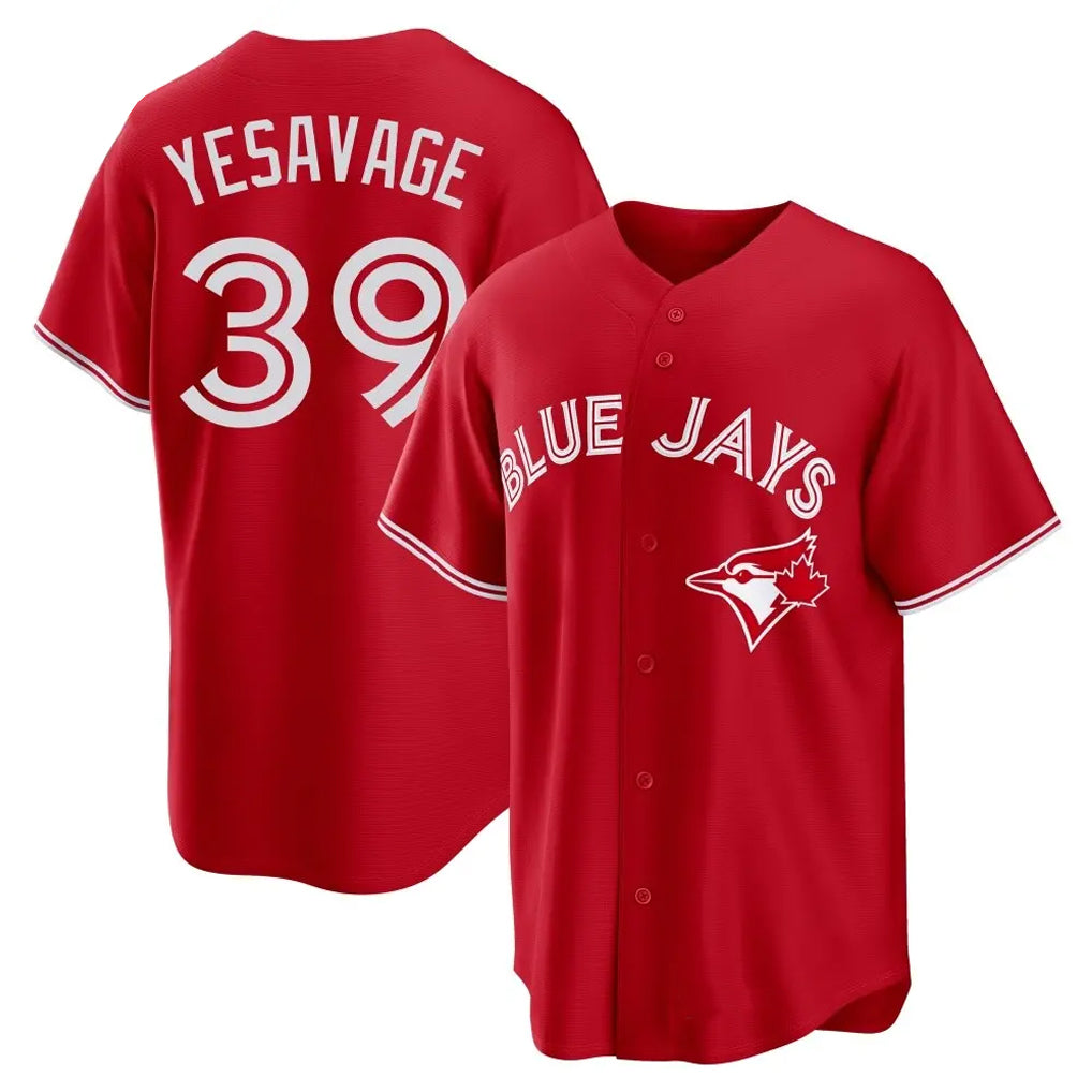 Jamed T.Blue Jays #39 Trey Yesavage Player Red Home Game Stitched Jerseys