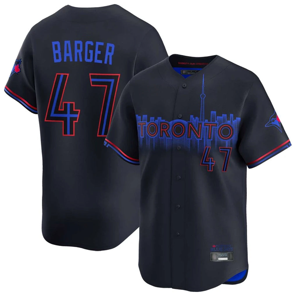 Jamed T.Blue Jays #47 Addison Barger Player Black&Blue City Connect Limited Stitched Jerseys