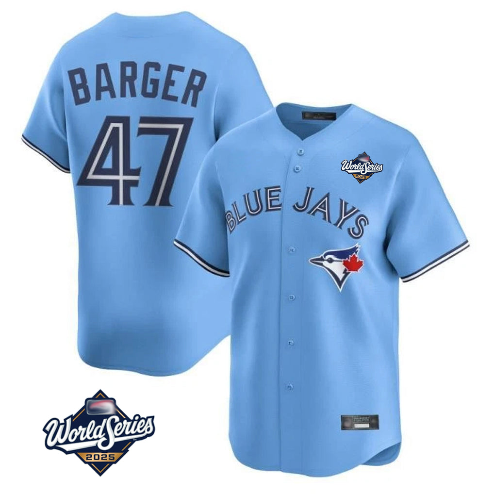 Jamed T.Blue Jays #47 Addison Barger Player Blue 2025 World Series Limited Stitched Jerseys