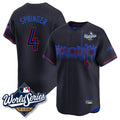 Jamed T.Blue Jays #4 George Springer Player Black 2025 World Series City Connect Stitched Jerseys