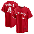 Jamed T.Blue Jays #4 George Springer Player Red Home Game Stitched Jerseys