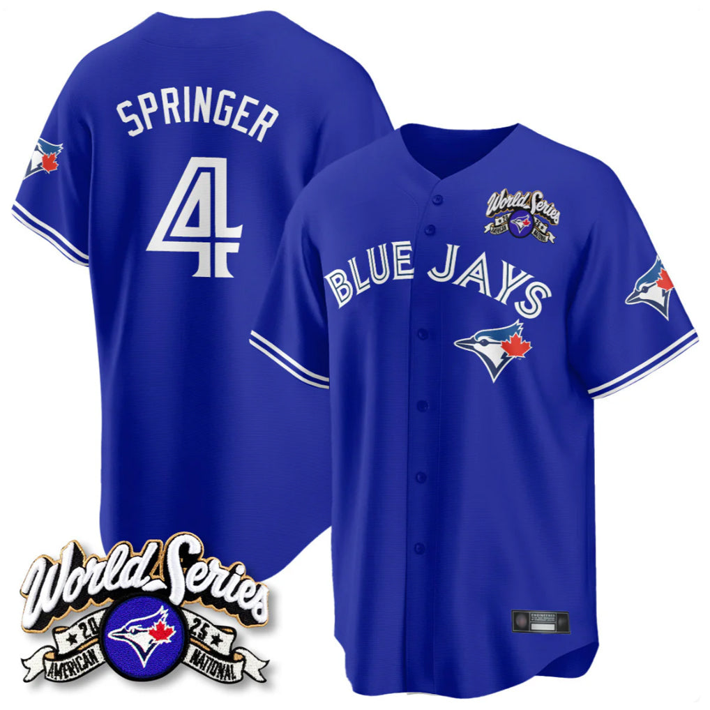 Jamed T.Blue Jays #4 George Springer Player Royal 2025 American League All Stitched Jersey