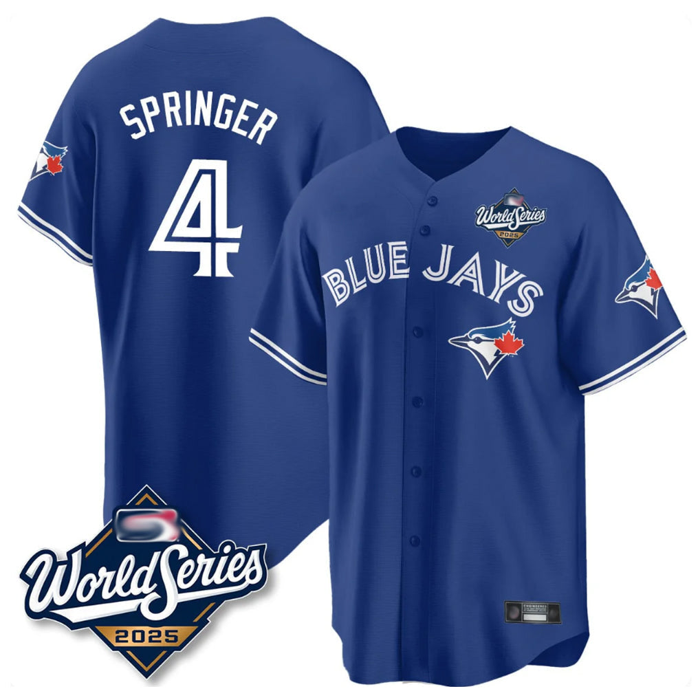 Jamed T.Blue Jays #4 George Springer Player Royal 2025 American League Game All Stitched Jersey