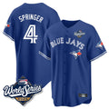 Jamed T.Blue Jays #4 George Springer Player Royal 2025 American League Game All Stitched Jersey