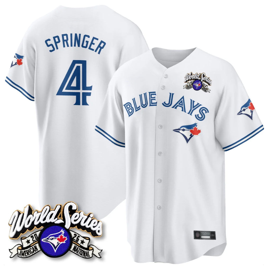 Jamed T.Blue Jays #4 George Springer Player White 2025 American League All Stitched Jersey