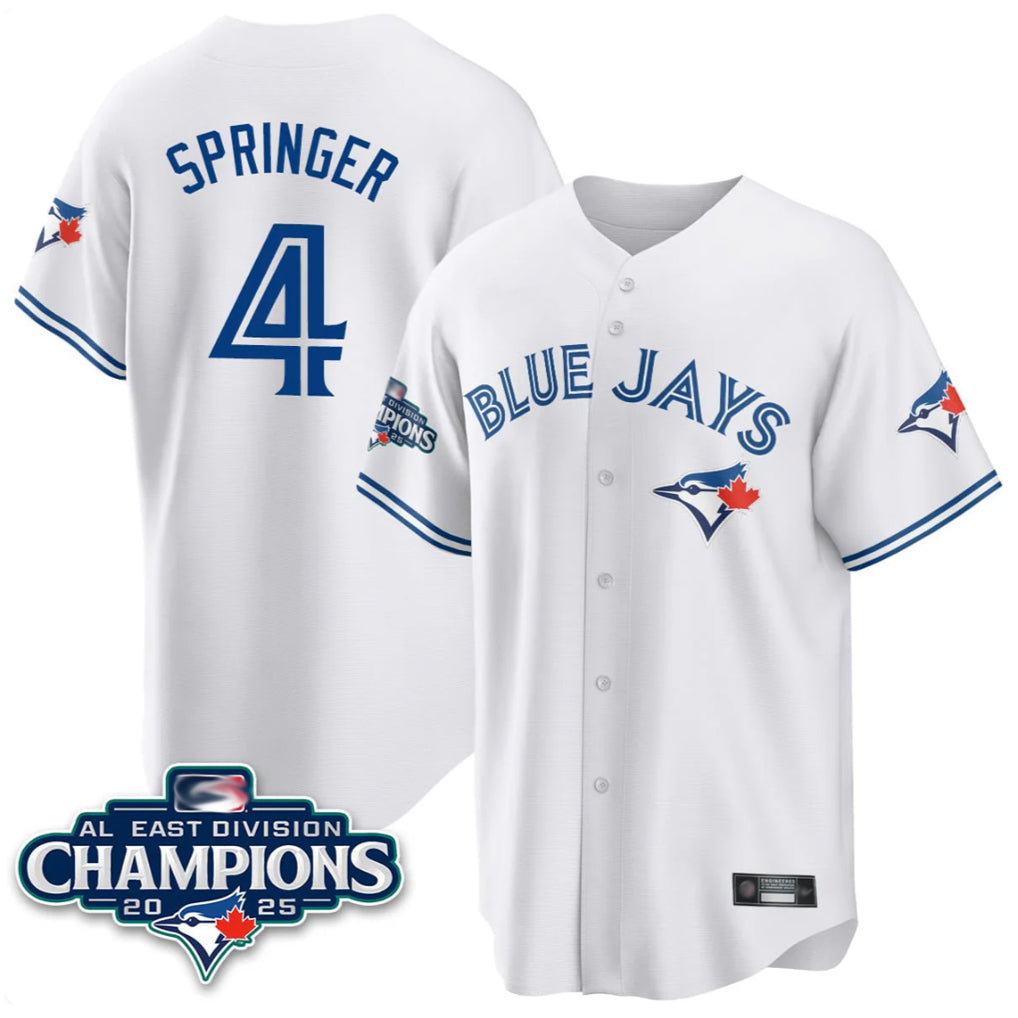 Jamed T.Blue Jays #4 George Springer Player White 2025 World Series Stitched Jerseys