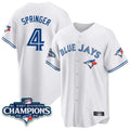 Jamed T.Blue Jays #4 George Springer Player White 2025 World Series Stitched Jerseys