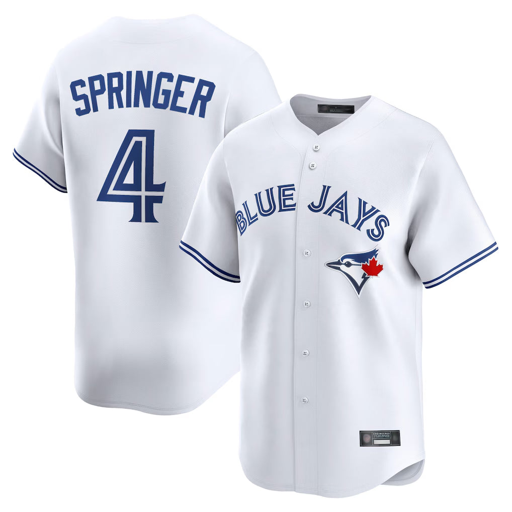 Jamed T.Blue Jays #4 George Springer Player White Home Limited Stitched Jerseys