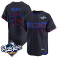 Jamed T.Blue Jays #57 Shane Bieber Player Black 2025 World Series City Connect All Stitched Jerseys