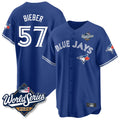 Jamed T.Blue Jays #57 Shane Bieber Player Royal 2025 World Series All Stitched Jerseys