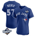 Jamed T.Blue Jays #57 Shane Bieber Player Royal 2025 World Series Elite All Stitched Jerseys