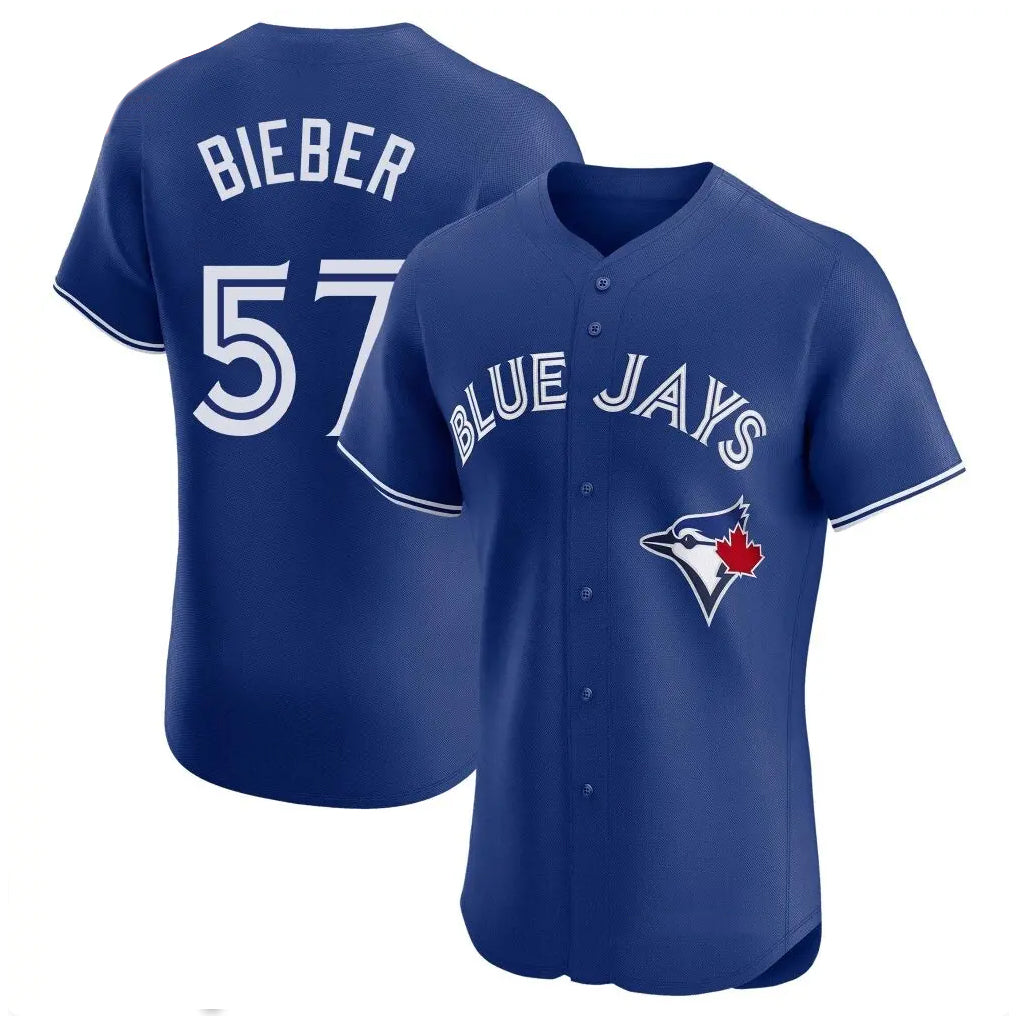 Jamed T.Blue Jays #57 Shane Bieber Player Royal Elite Home Limited Stitched Jerseys