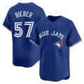 Jamed T.Blue Jays #57 Shane Bieber Player Royal Home Stitched Jerseys