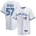 Jamed T.Blue Jays #57 Shane Bieber Player White Game Stitched Jerseys
