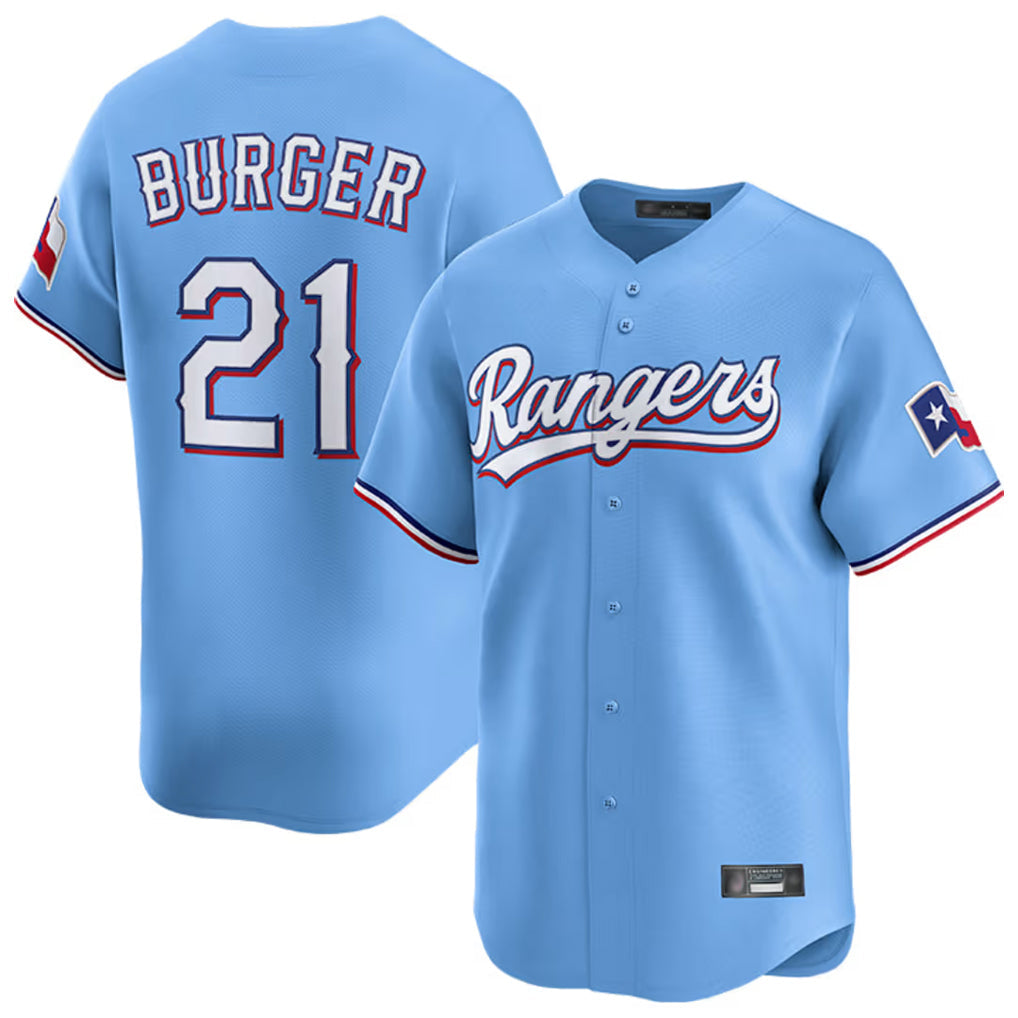 Jamed T.Rangers #21 Jake Burger Player Light Blue Home Limited Stitched Jerseys