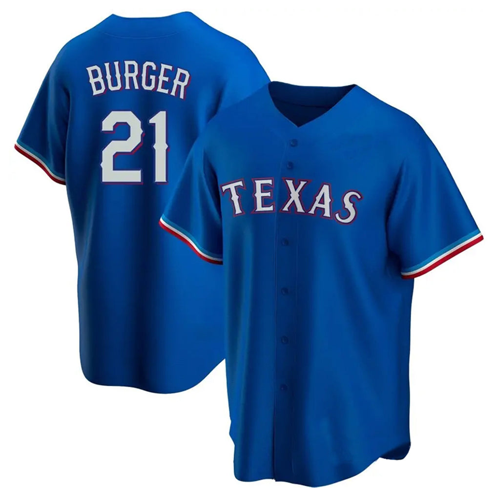 Jamed T.Rangers #21 Jake Burger Player Royal Home Replica Game Stitched Jerseys