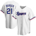 Jamed T.Rangers #21 Jake Burger Player White Home Game Stitched Jerseys