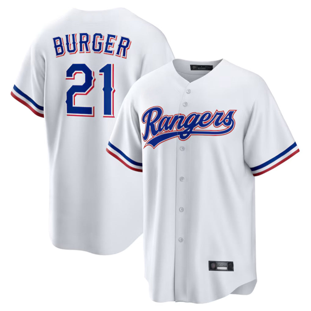 Jamed T.Rangers #21 Jake Burger Player White Home Limited Stitched Jerseys