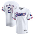 Jamed T.Rangers #21 Jake Burger Player White&Blue Home Limited Stitched Jerseys