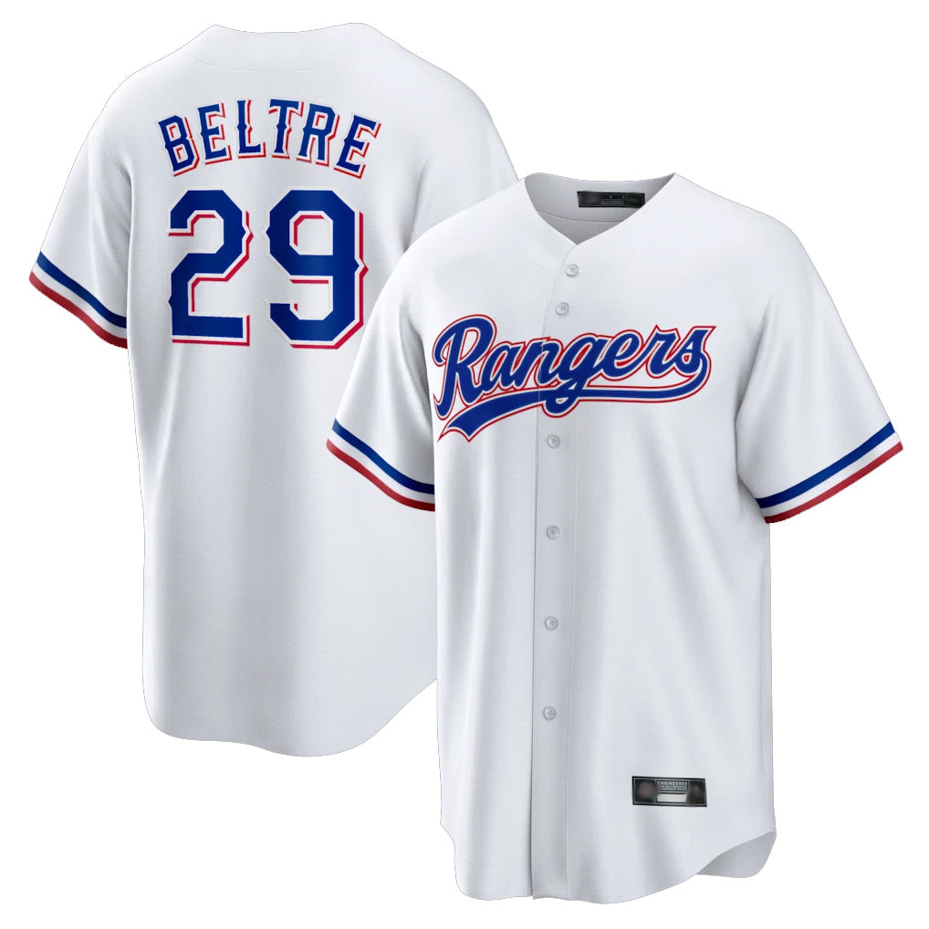 Jamed T.Rangers #29 Adrian Beltre Player White Home Game Stitched Jerseys