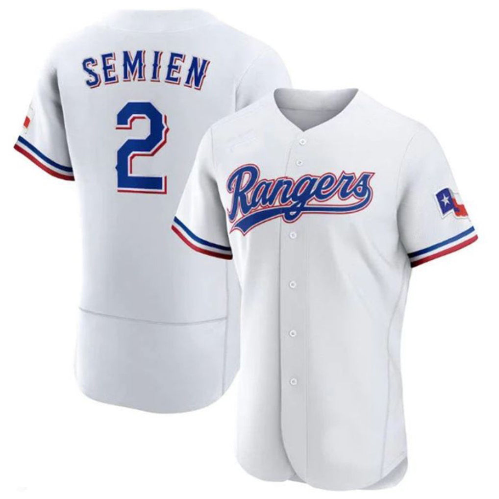 Jamed T.Rangers #2 Marcus Semien Player Gold Collection Limited White Elite Stitched Jerseys