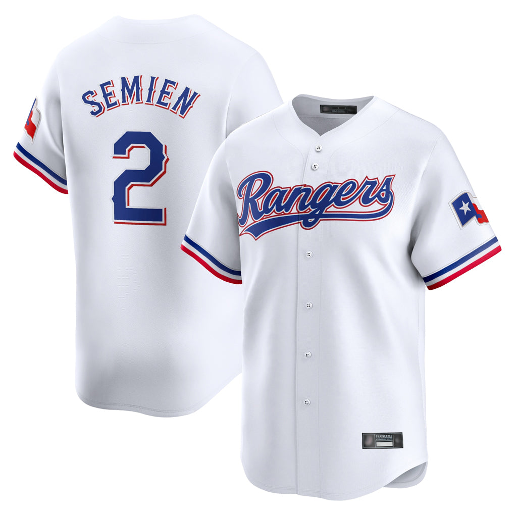 Jamed T.Rangers #2 Marcus Semien Player White Home Limited Stitched Jerseys