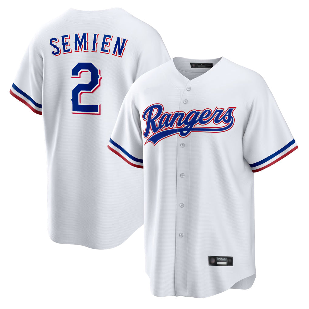 Jamed T.Rangers #2 Marcus Semien Player White Replica Game Stitched Jerseys