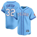Jamed T.Rangers #32 Evan Carter Player Blue 2026 City Connect Premier Stitched Jerseys