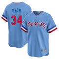 Jamed T.Rangers #34 Nolan Ryan Player Light Blue Cooperstown Collection Limited Stitched Jerseys