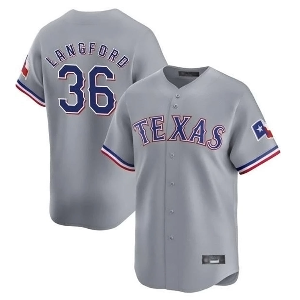 Jamed T.Rangers #36 Wyatt Langford Player Gray Home Limited Stitched Jerseys