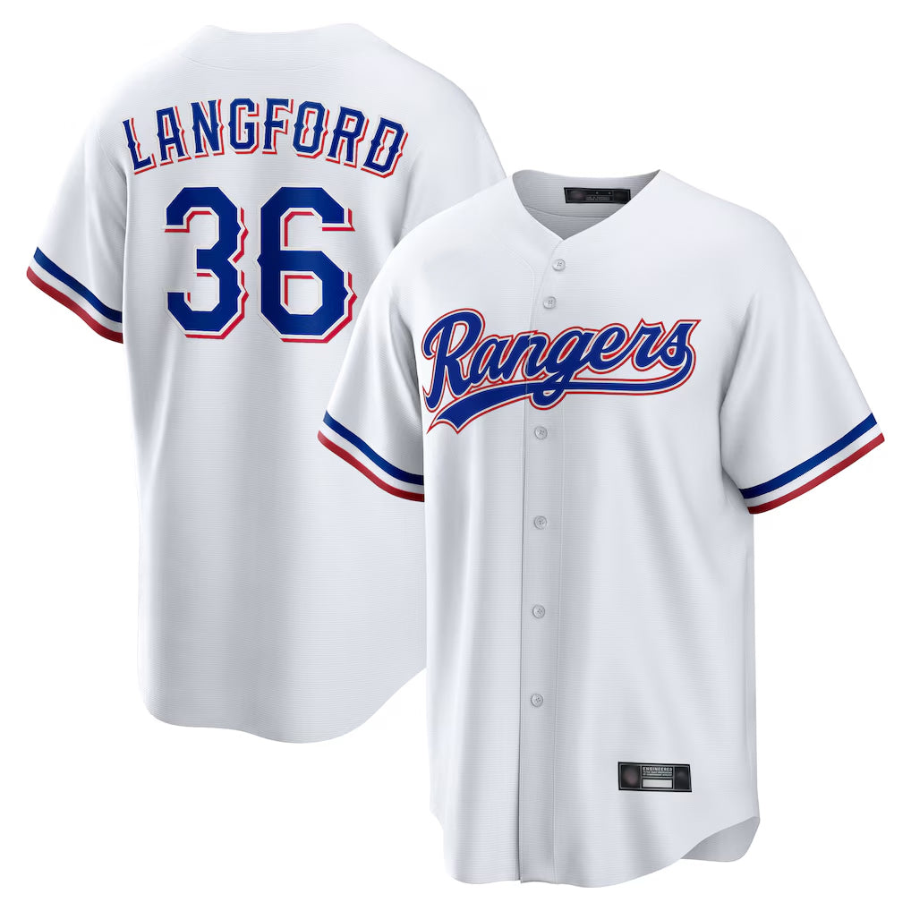 Jamed T.Rangers #36 Wyatt Langford Player White Home Game Stitched Jerseys