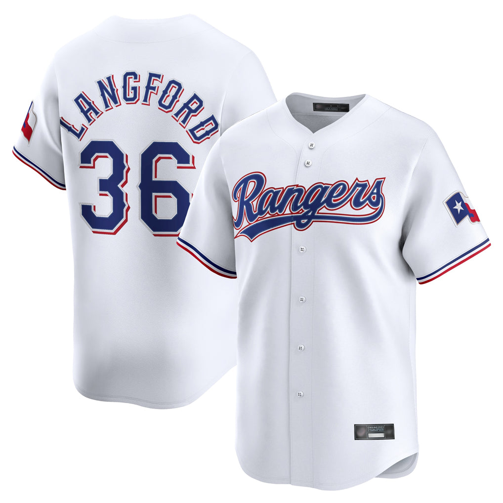 Jamed T.Rangers #36 Wyatt Langford Player White Home Limited Stitched Jerseys