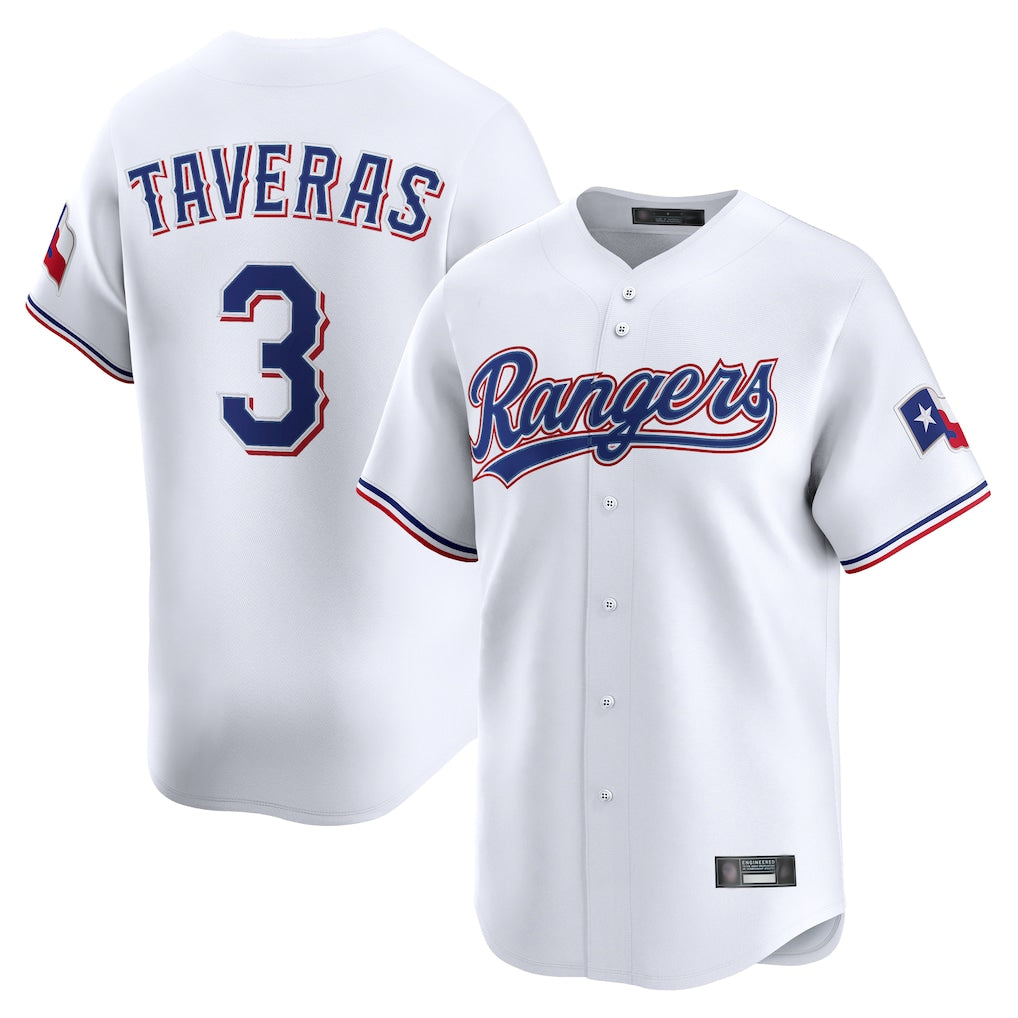 Jamed T.Rangers #3 Leody Taveras Player White Home Limited Stitched Jerseys