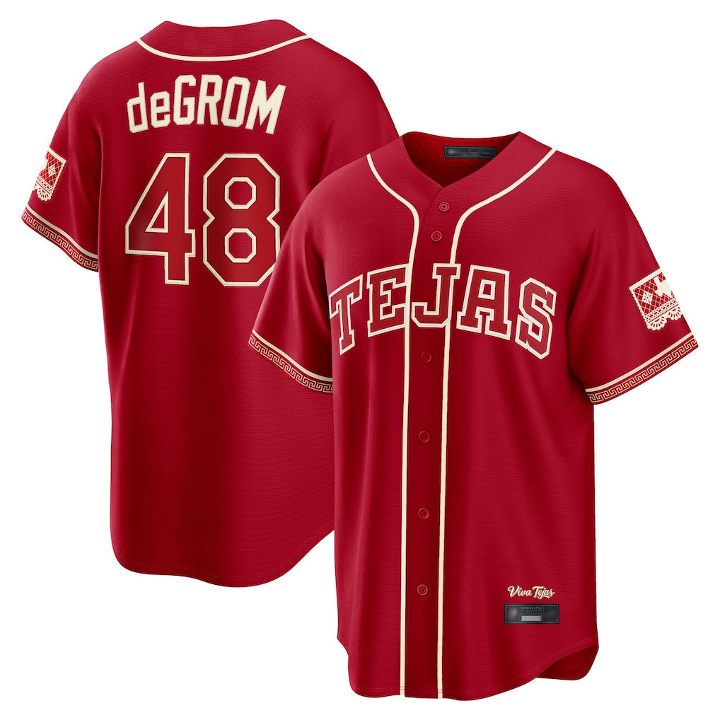 Jamed T.Rangers #48 Jacob deGrom Player Red 2026 City Connect Limited Stitched Jerseys