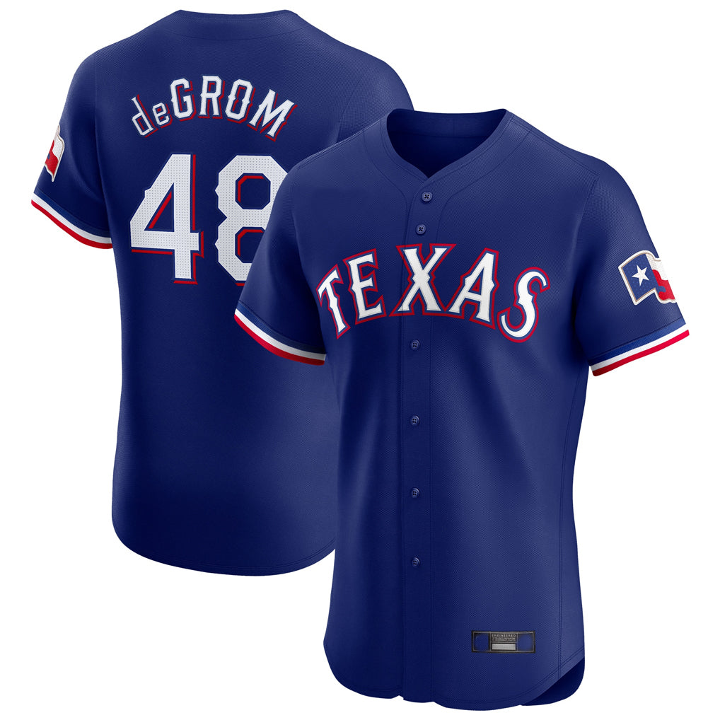 Jamed T.Rangers #48 Jacob deGrom Player Royal Elite Home Limited Stitched Jerseys