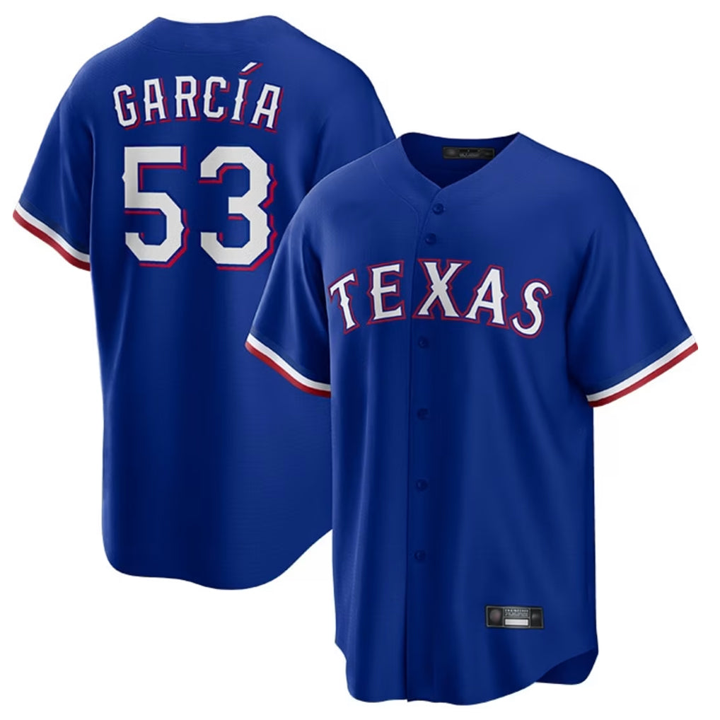 Jamed T.Rangers #53 Adolis Garcia Player Royal Home Limited Game Stitched Jerseys