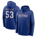 Jamed T.Rangers #53 Adolis Garcia Player Royal Pullover Hoodie Stitched Jerseys