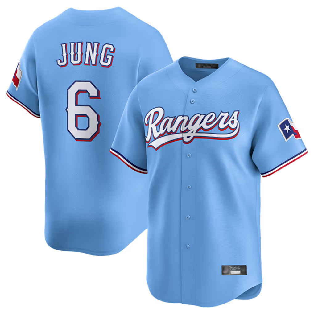 Jamed T.Rangers #6 Josh Jung Player Light Blue Limited Home Stitched Jerseys