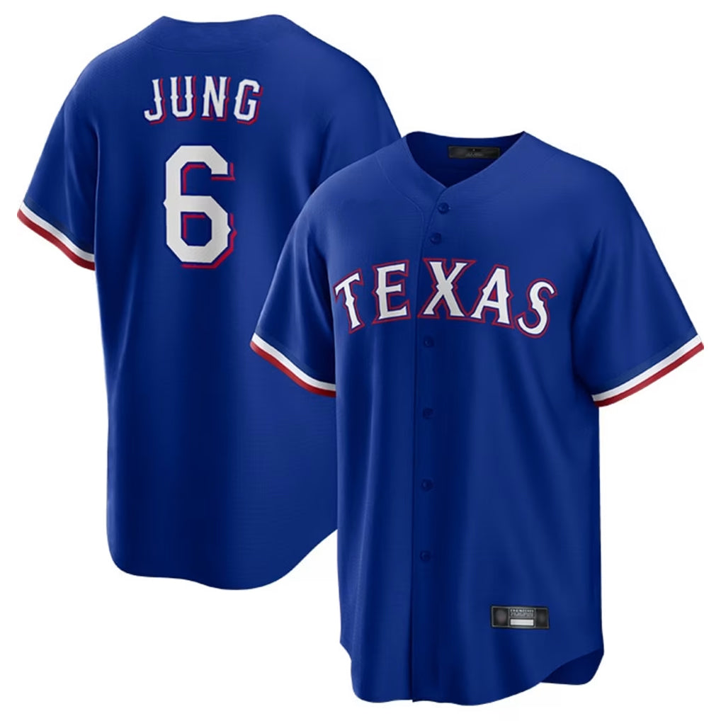 Jamed T.Rangers #6 Josh Jung Player Royal Limited Home Stitched Jerseys