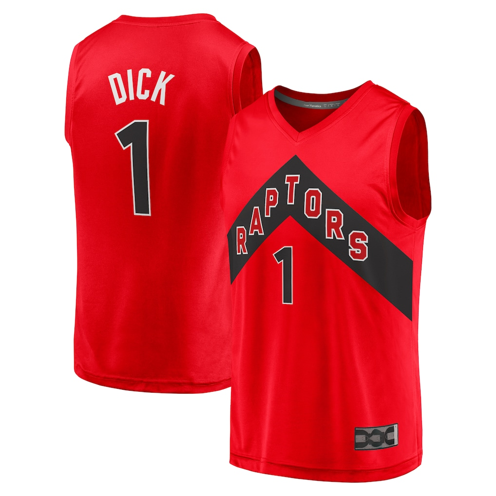 Jamed T.Raptors #1 Gradey Dick Red Fast Break Player Jerseys - Icon Edition