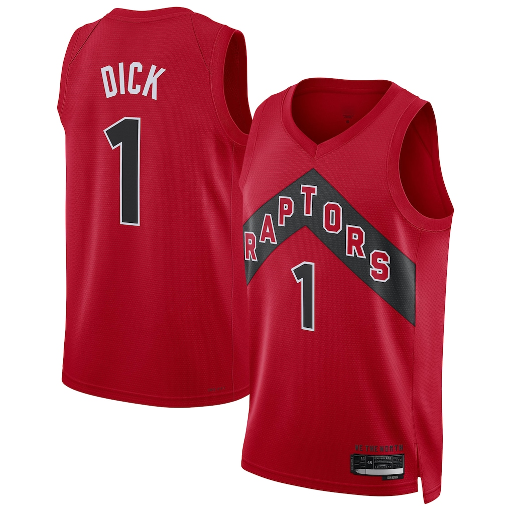 Jamed T.Raptors #1 Gradey Dick Red Swingman Player Jerseys - Icon Edition