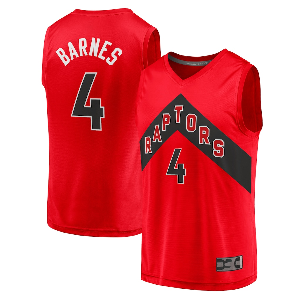 Jamed T.Raptors #4 Scottie Barnes Red Fast Break Replica Jerseys - Icon Edition