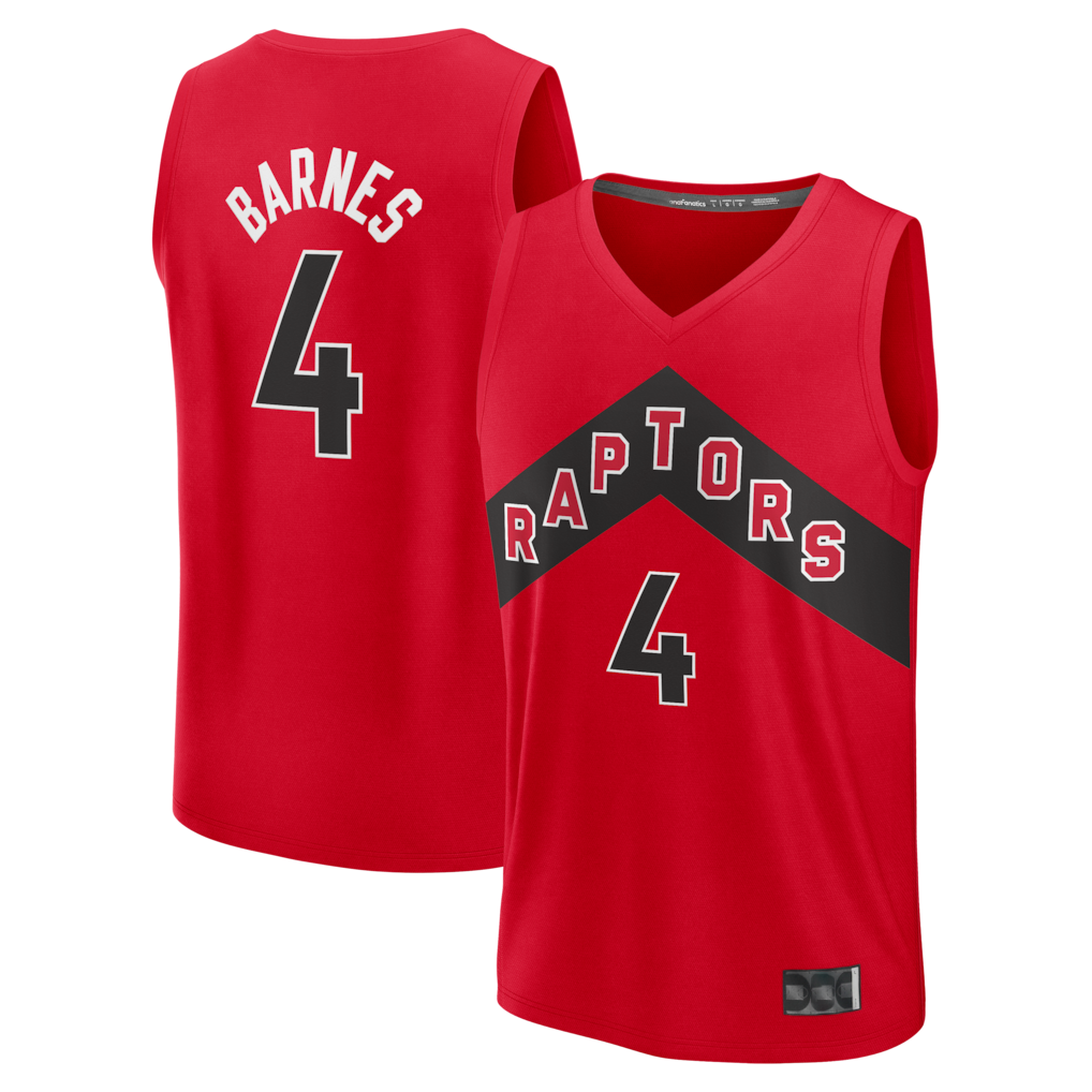 Jamed T.Raptors #4 Scottie Barnes Red Fast Break Replica Jerseys - Icon Edition