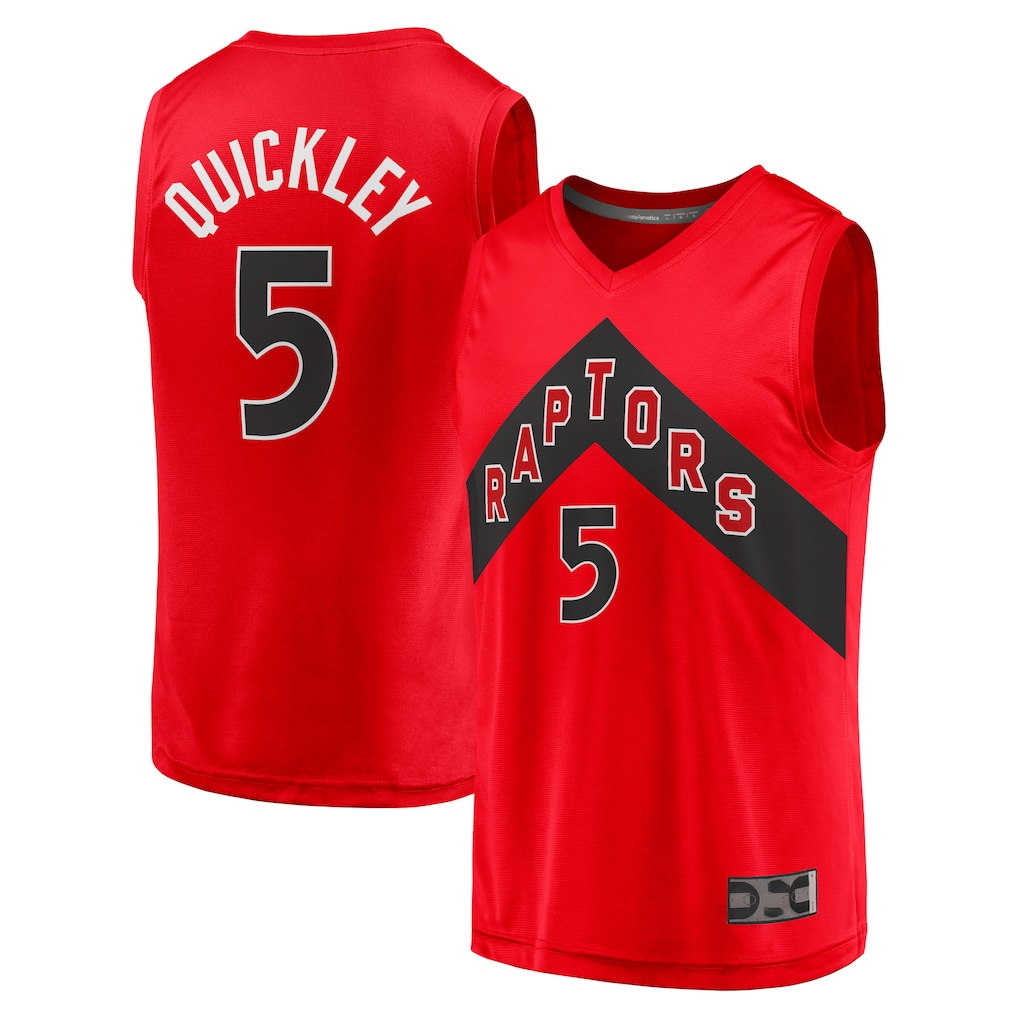 Jamed T.Raptors #5 Immanuel Quickley Red Fast Break Player Jerseys - Icon Edition