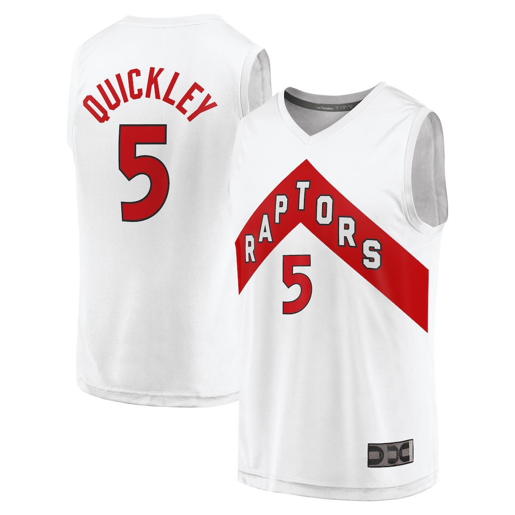Jamed T.Raptors #5 Immanuel Quickley White Fast Break Player Jerseys - Association Edition