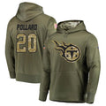 Jamed T.Titans #20 Tony Pollard Player Camo Salute To Service Hoodies Olive Stitched Jerseys