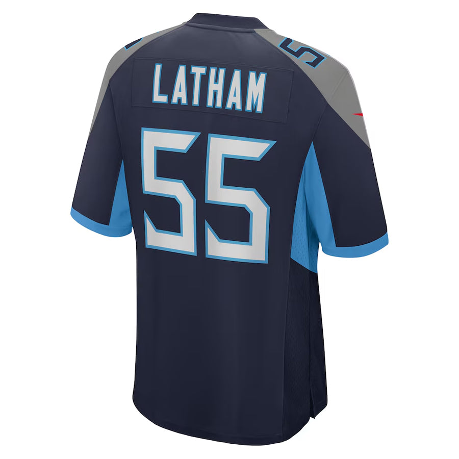 Jamed T.Titans #55 JC Latham Player Navy Home Game Stitched Jerseys