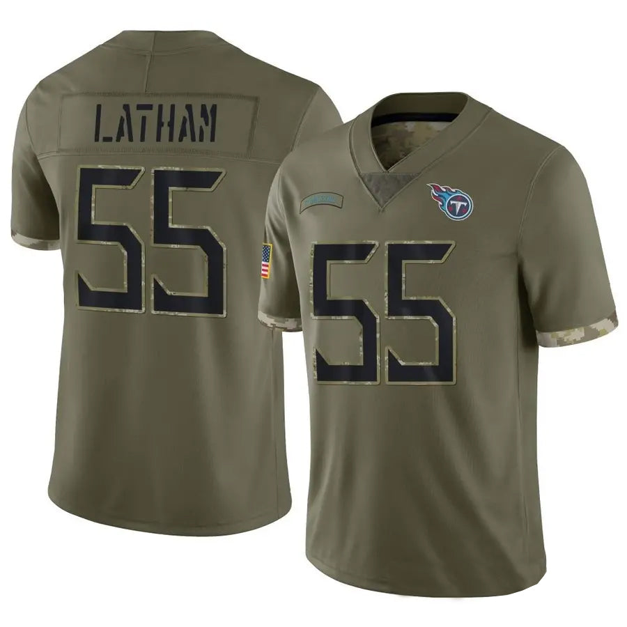 Jamed T.Titans #55 JC Latham Player Olive Salute To Service Limited Stitched Jerseys